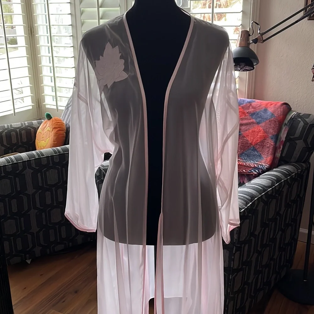 Vintage Soft Pink Sheer Robe - Picture 1 of 8